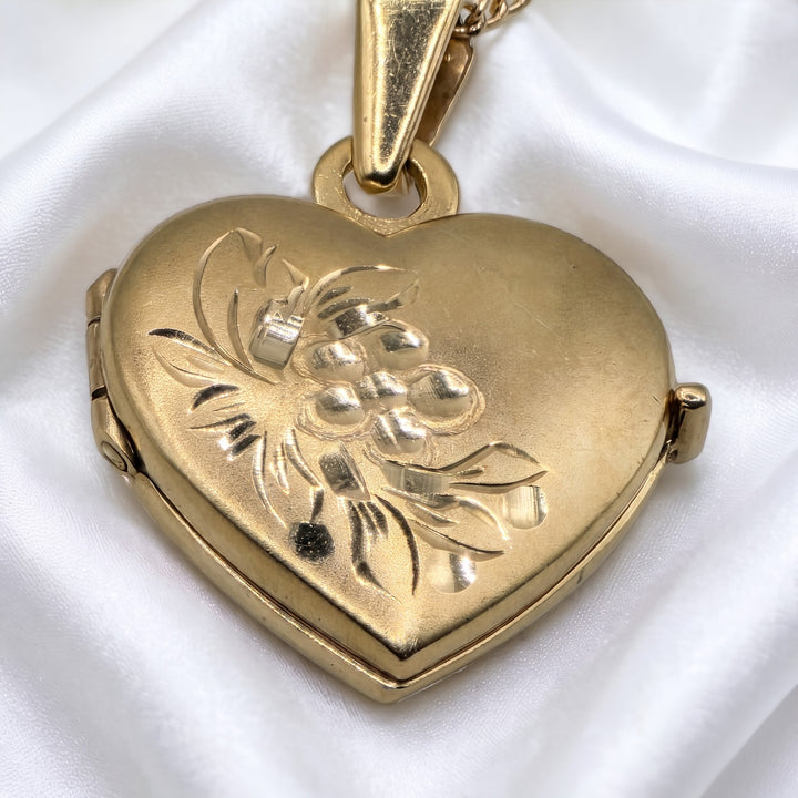 14K Gold 'Key To My Heart' Double Sided Locket Cuban Necklace