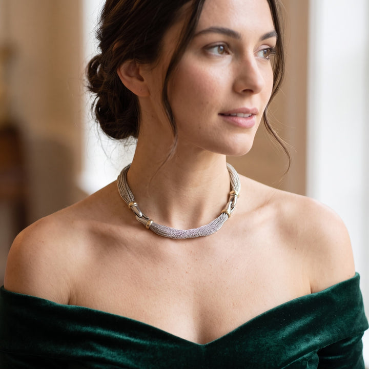 Sterling Silver & 18K Gold Multi-Strand "Inspired Type Tiffany" Choker