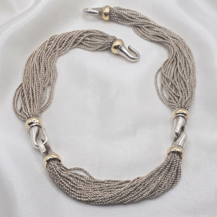 Sterling Silver & 18K Gold Multi-Strand "Inspired Type Tiffany" Choker