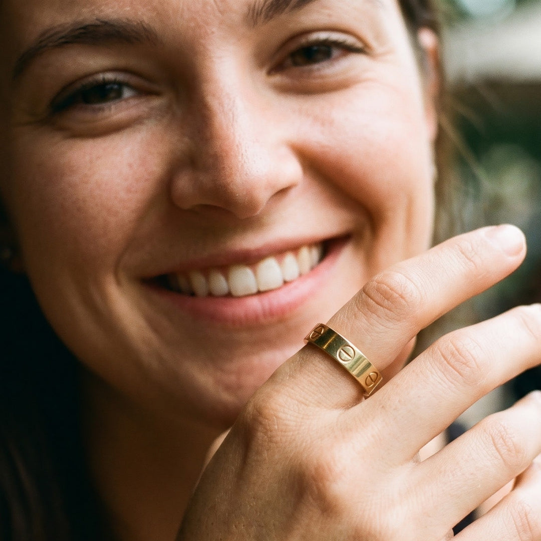 18K Gold Cartier-Like Love Statement Ring