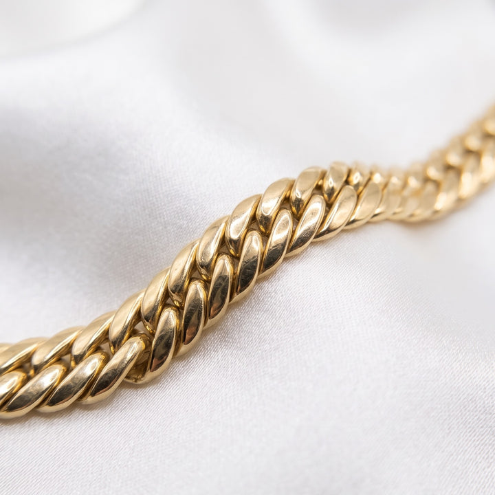 18K Gold Dense Curb Link Statement Bracelet