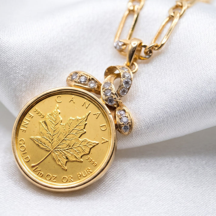 9999 Ultra-Fine Gold Coin, 14K Pendant & Diamond Necklace