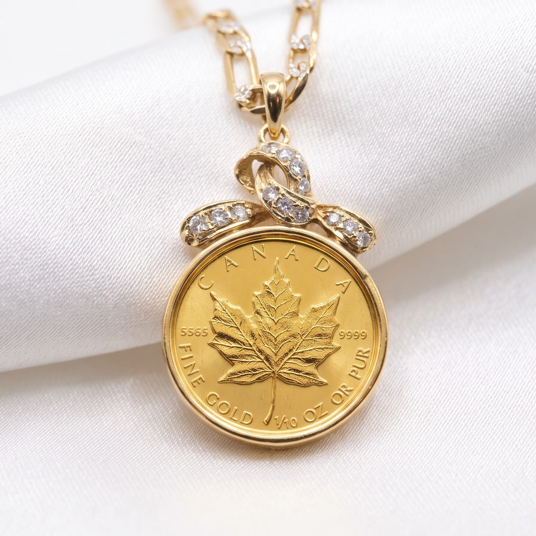 9999 Ultra-Fine Gold Coin, 14K Pendant & Diamond Necklace