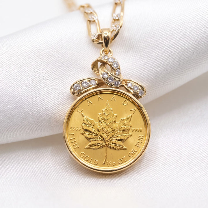 9999 Ultra-Fine Gold Coin, 14K Pendant & Diamond Necklace