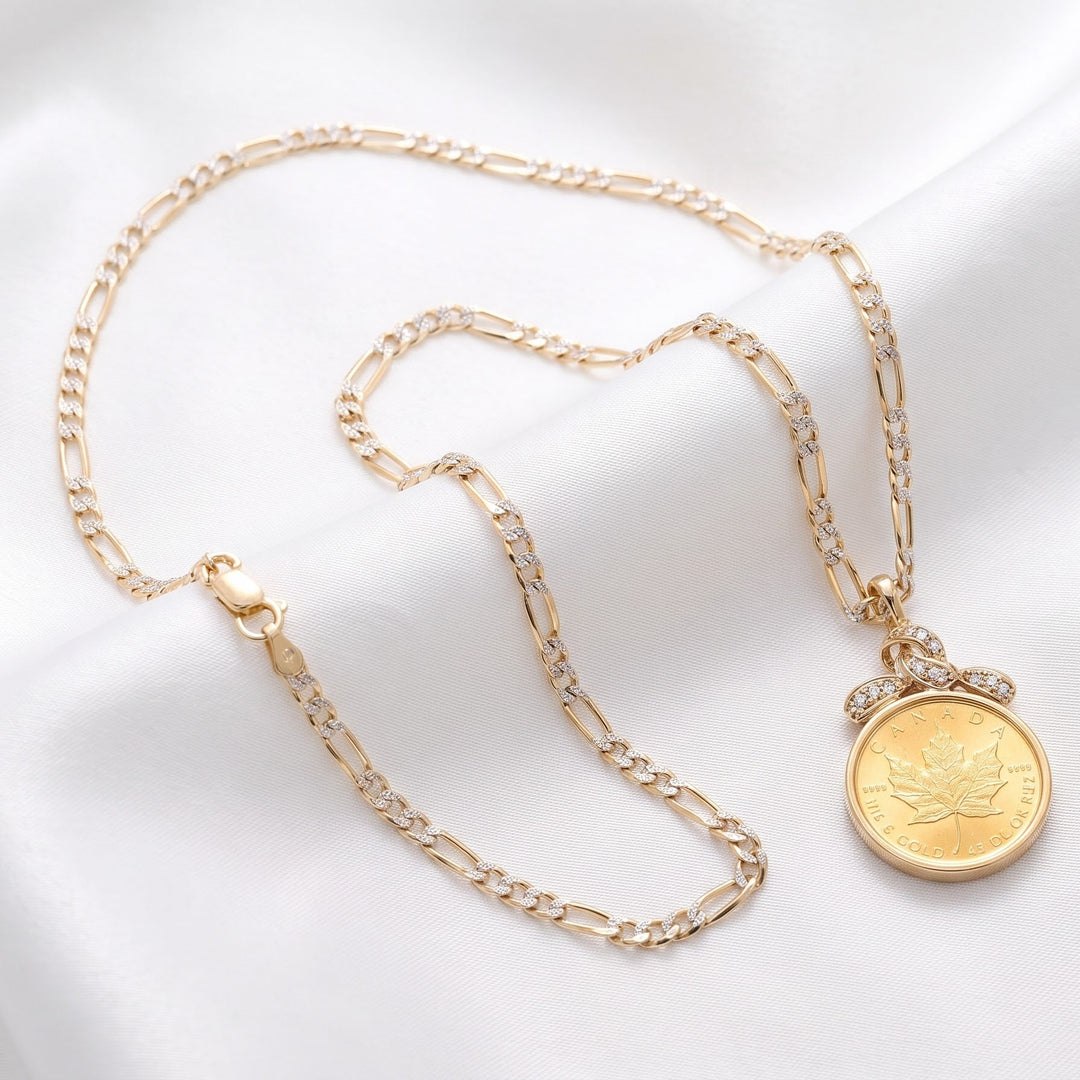 9999 Ultra-Fine Gold Coin, 14K Pendant & Diamond Necklace