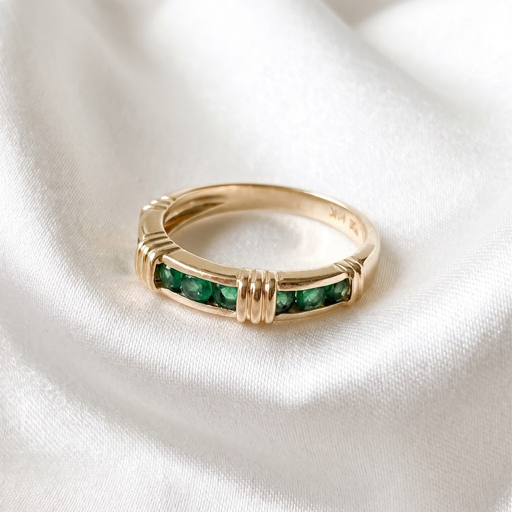 Authentic Effy 14K Gold & Emerald Anniversary Band Ring