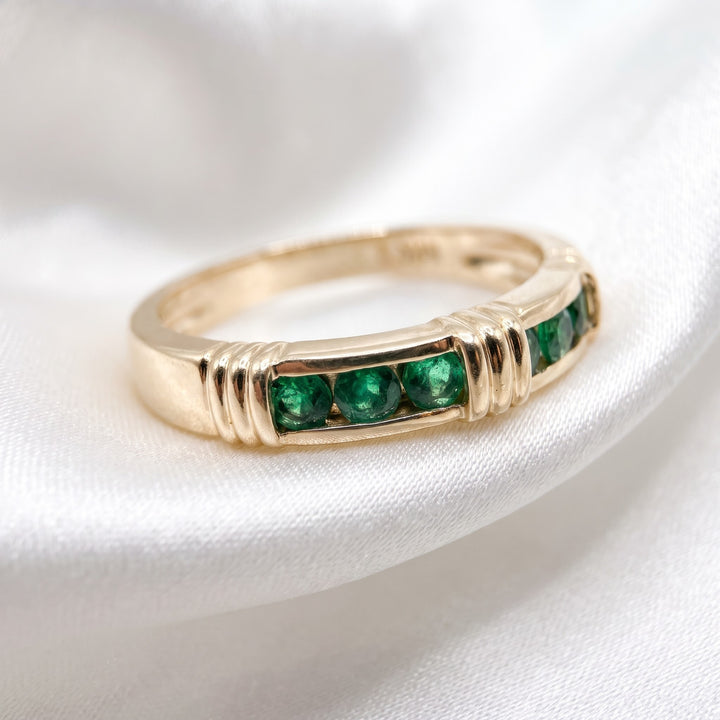 Authentic Effy 14K Gold & Emerald Anniversary Band Ring