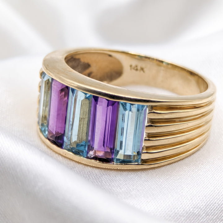 14K Gold, Amethyst & Topaz Accented Statement Ring