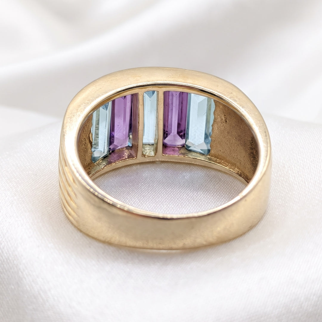 14K Gold, Amethyst & Topaz Accented Statement Ring