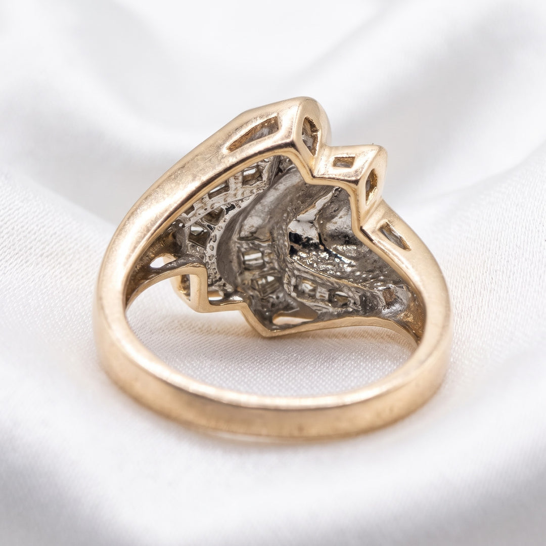 14K Gold & Diamond Wavy Ribbon Statement Ring