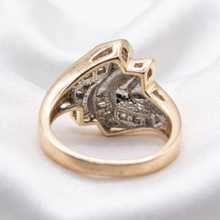14K Gold & Diamond Wavy Ribbon Statement Ring