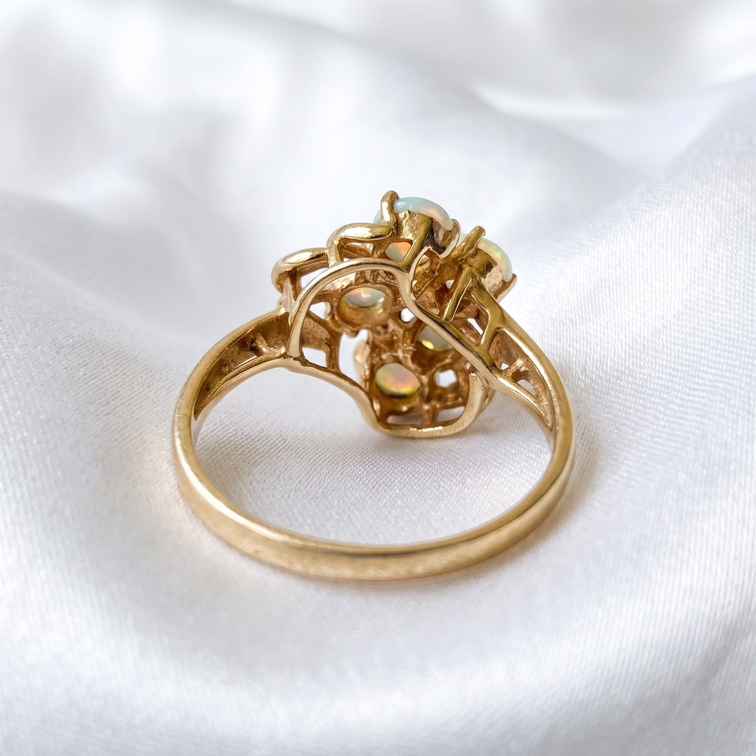 18K Gold, Opal Waterfall & Diamond Cocktail Ring