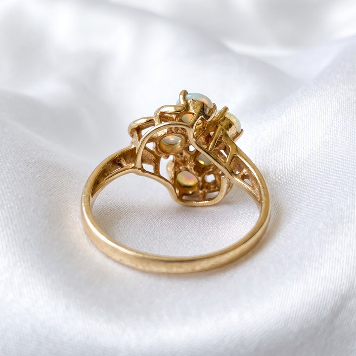 18K Gold, Opal Waterfall & Diamond Cocktail Ring