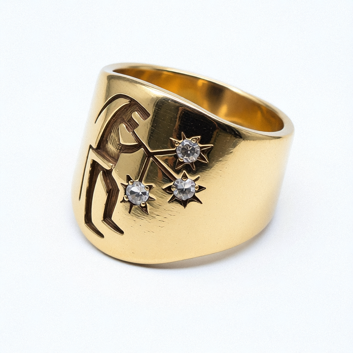 18K Gold & Diamond Kokopelli Wide Band Statement Ring