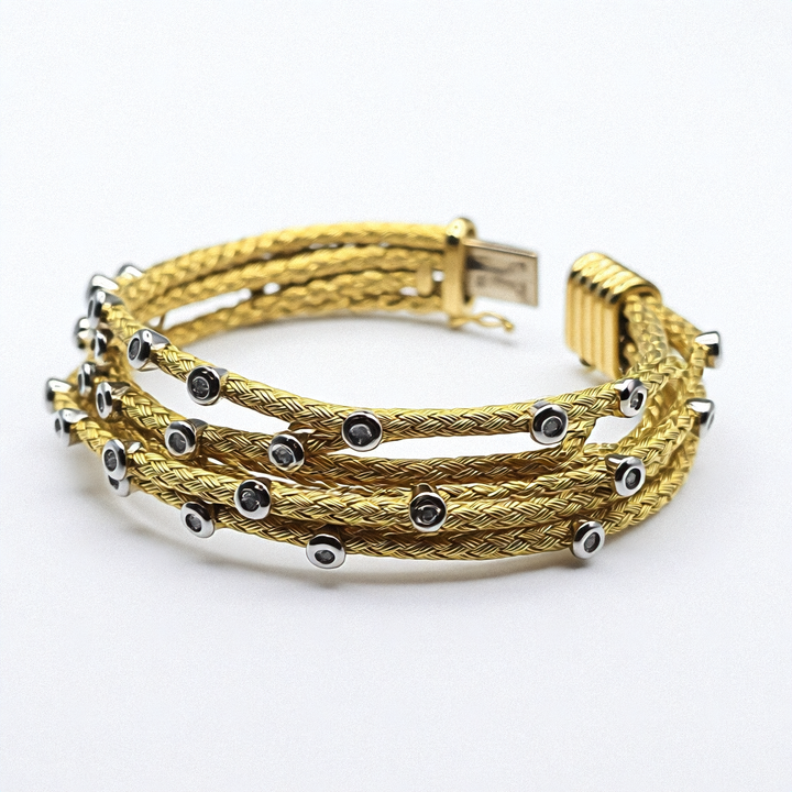 Gold & Diamond 7 Cable Statement Bracelet - Estate Jewelry Priced Right