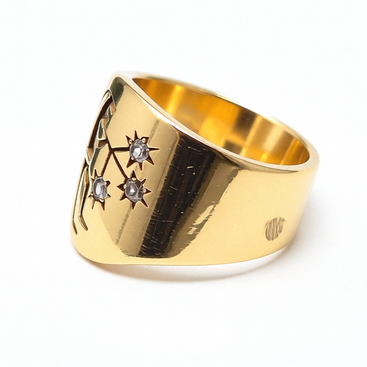 18K Gold & Diamond Kokopelli Wide Band Statement Ring