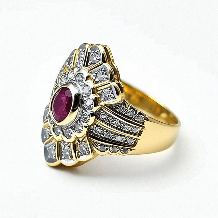 18K Gold, Ruby & Diamond North-South Ring