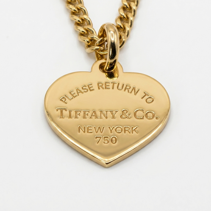 18K Gold Tiffany & Co. "Please Return" Heart Necklace