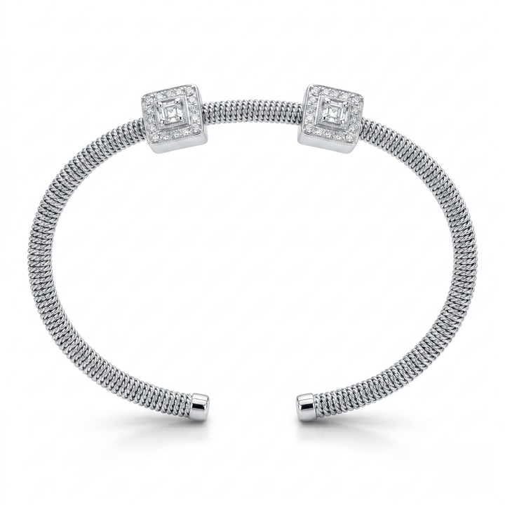 18K White Gold & Diamond Cable Bracelet