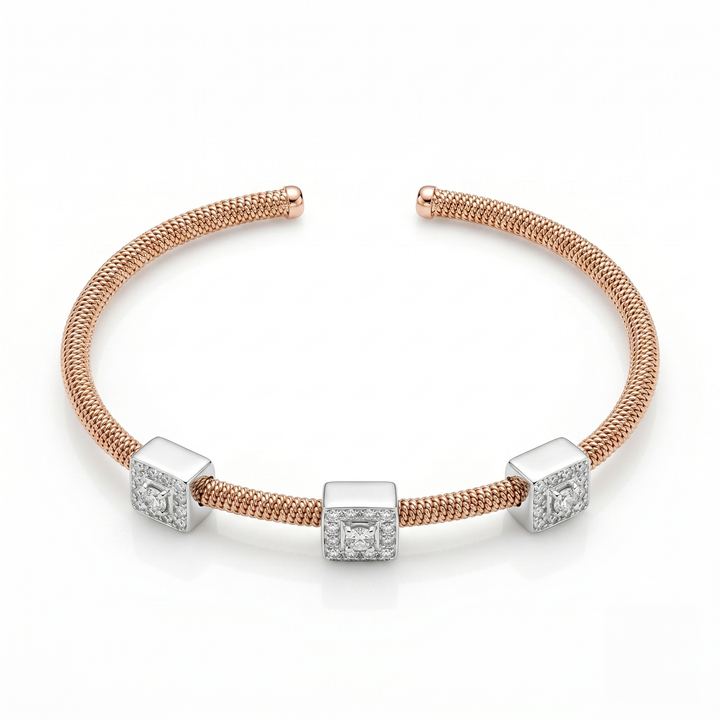 18K Yellow & White Gold Diamond Cable Bracelet