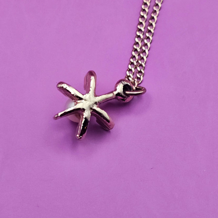 Whimsical 14K Yellow Gold and Sunburst Pearl Necklace