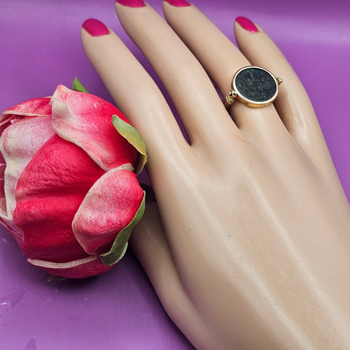 14K Gold, Ancient Coin Swing Ring