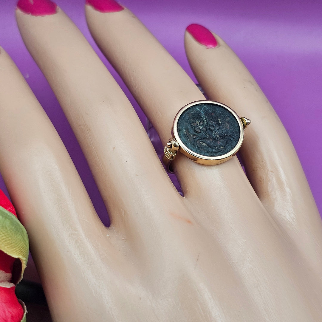 14K Gold, Ancient Coin Swing Ring
