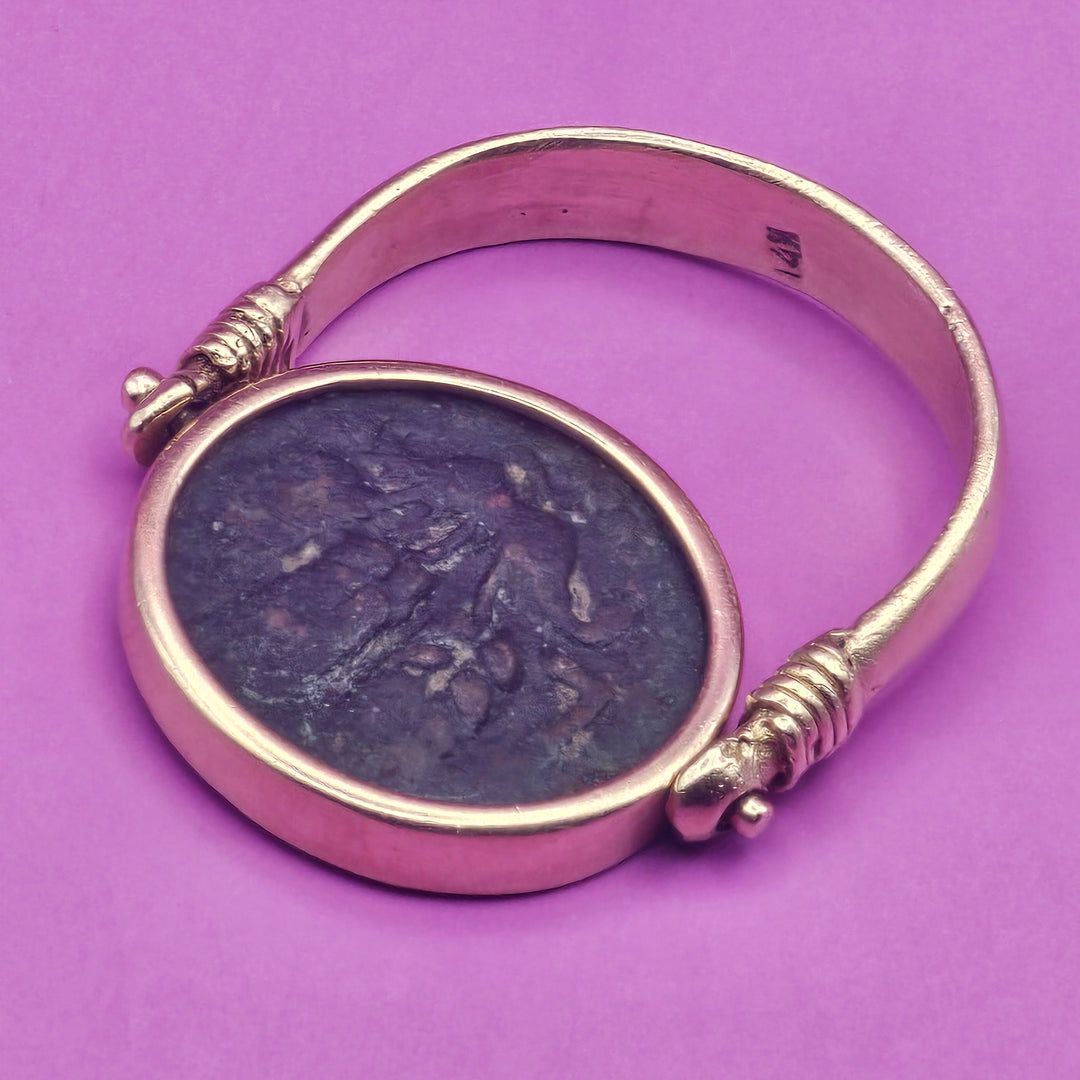 14K Gold, Ancient Coin Swing Ring