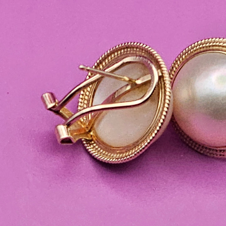 14K Gold, Mabe Pear Stud Earrings