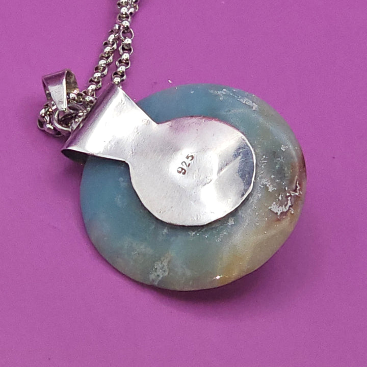 Sterling Silver Spinning Jade Spider Web Necklace