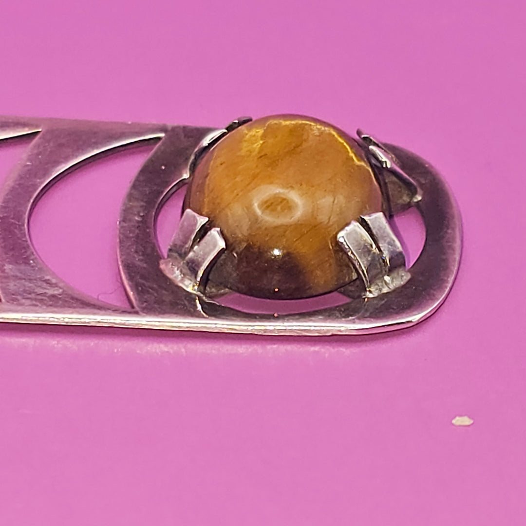 Sterling Silver Cabochon Tiger Eye Life Stack Necklace