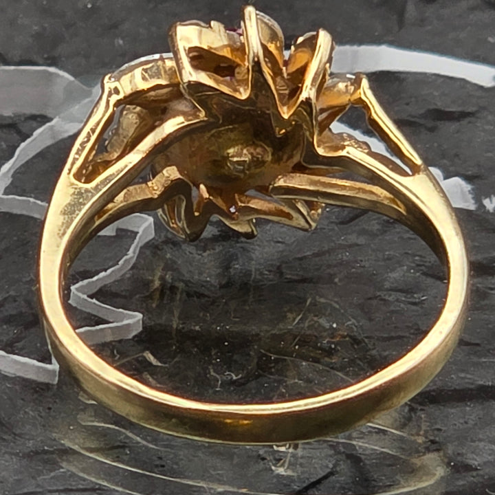 Gold, Ruby & Diamond Flower Ring