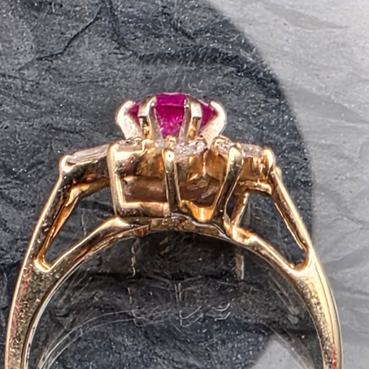 Gold, Ruby & Diamond Flower Ring