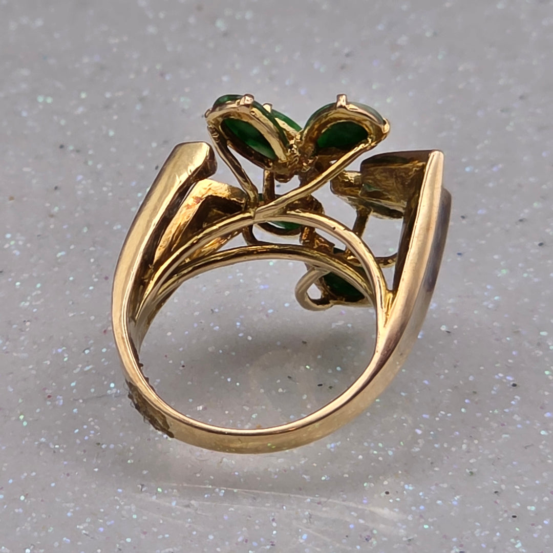 Gold & Scattered Jade Waterfall Ring