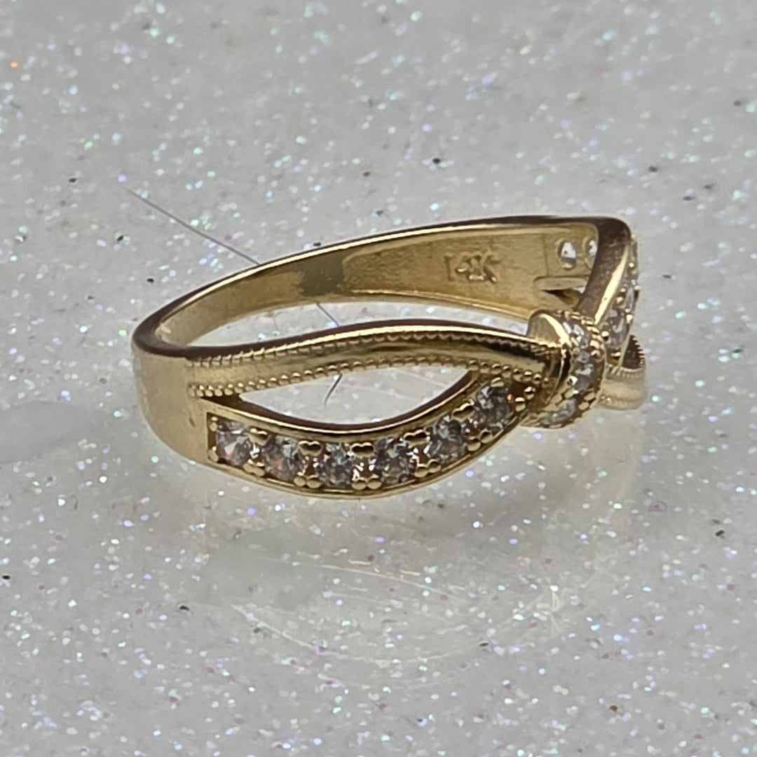 Gold & Pave Diamond Knotted Bow Ring