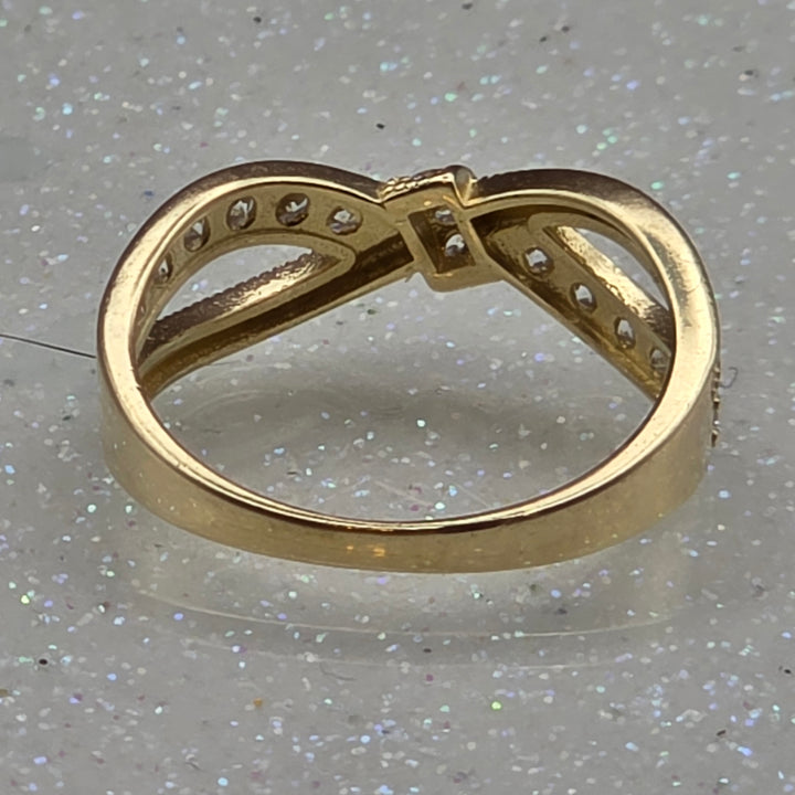 Gold & Pave Diamond Knotted Bow Ring