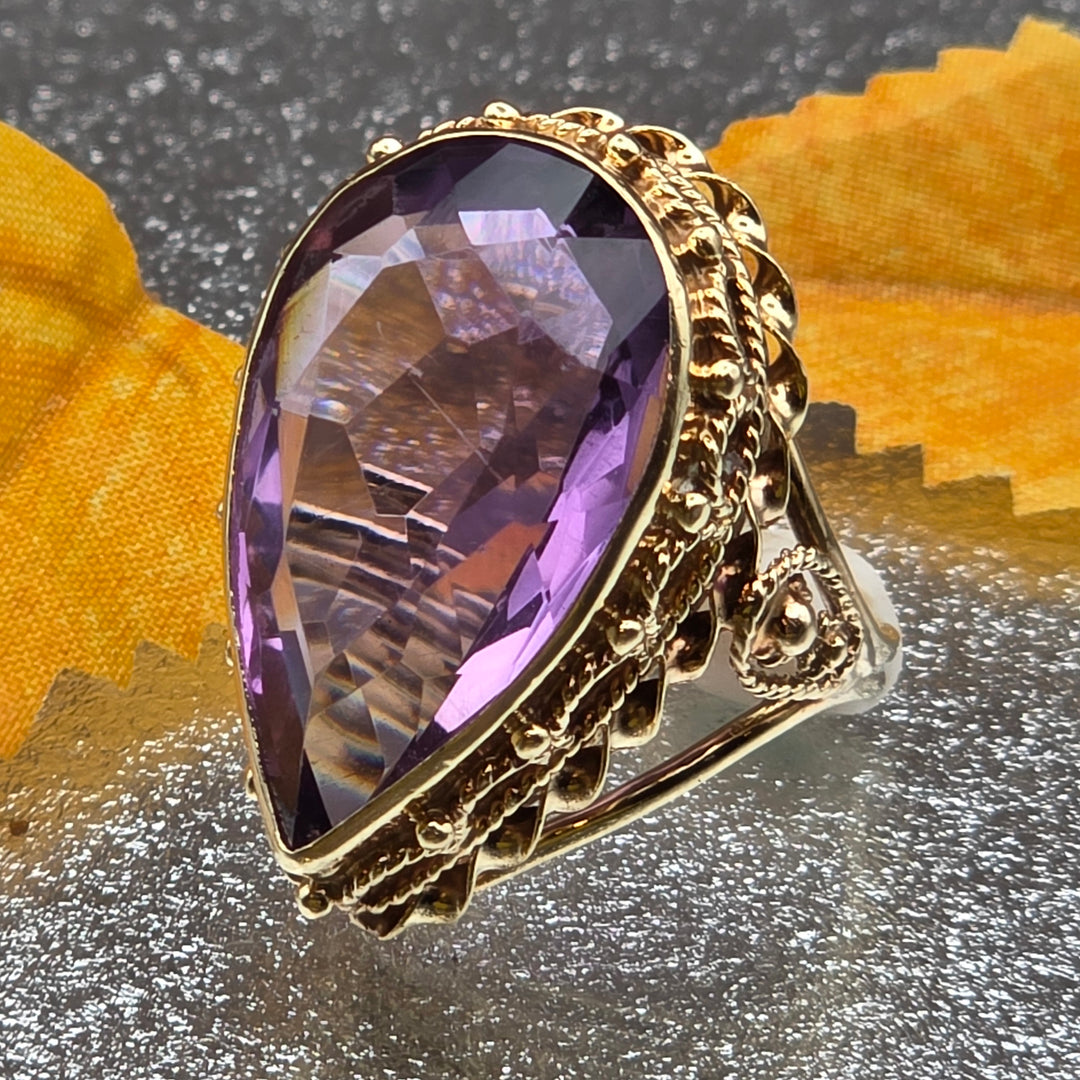 Gold, Large Amethyst Statement Ring