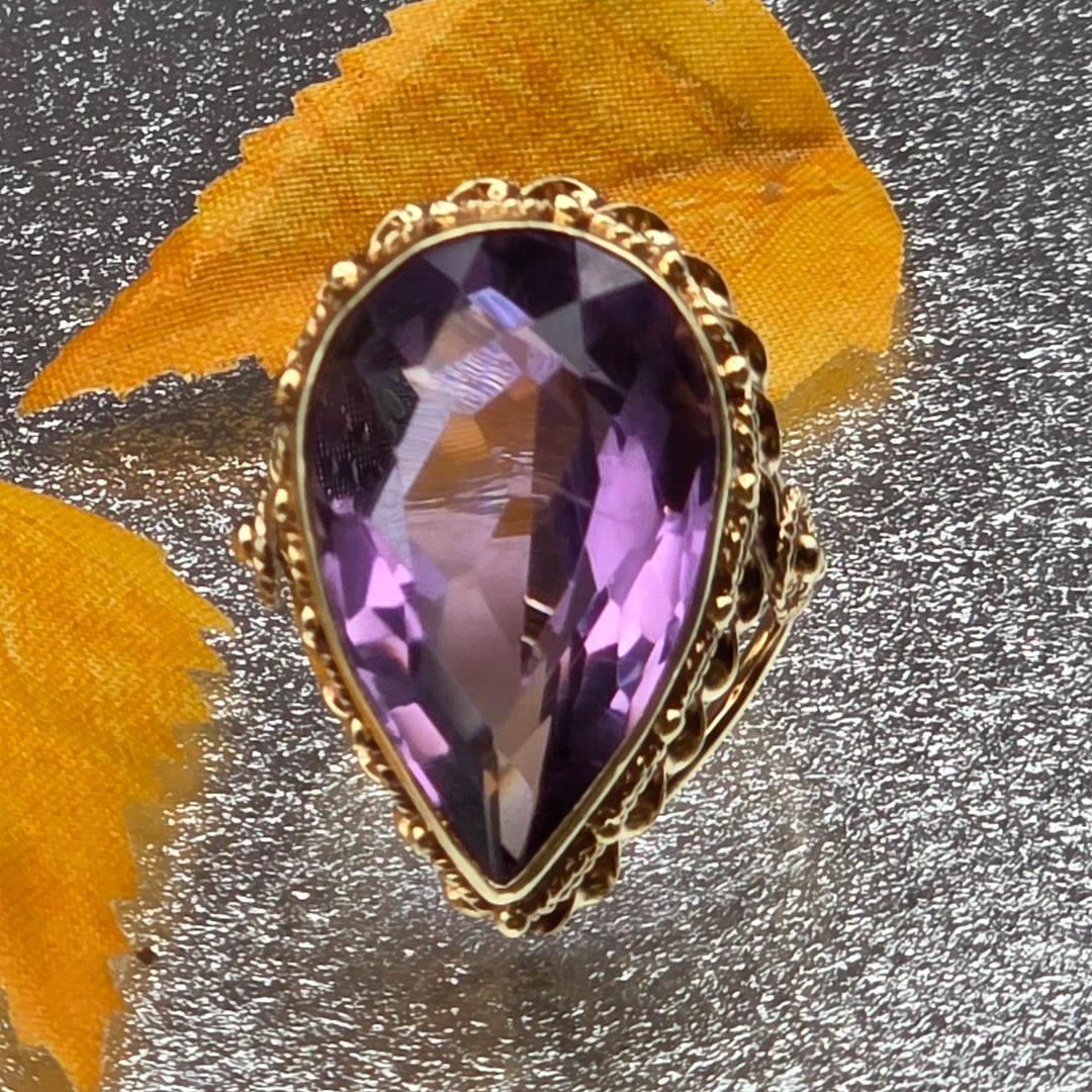 Gold, Large Amethyst Statement Ring