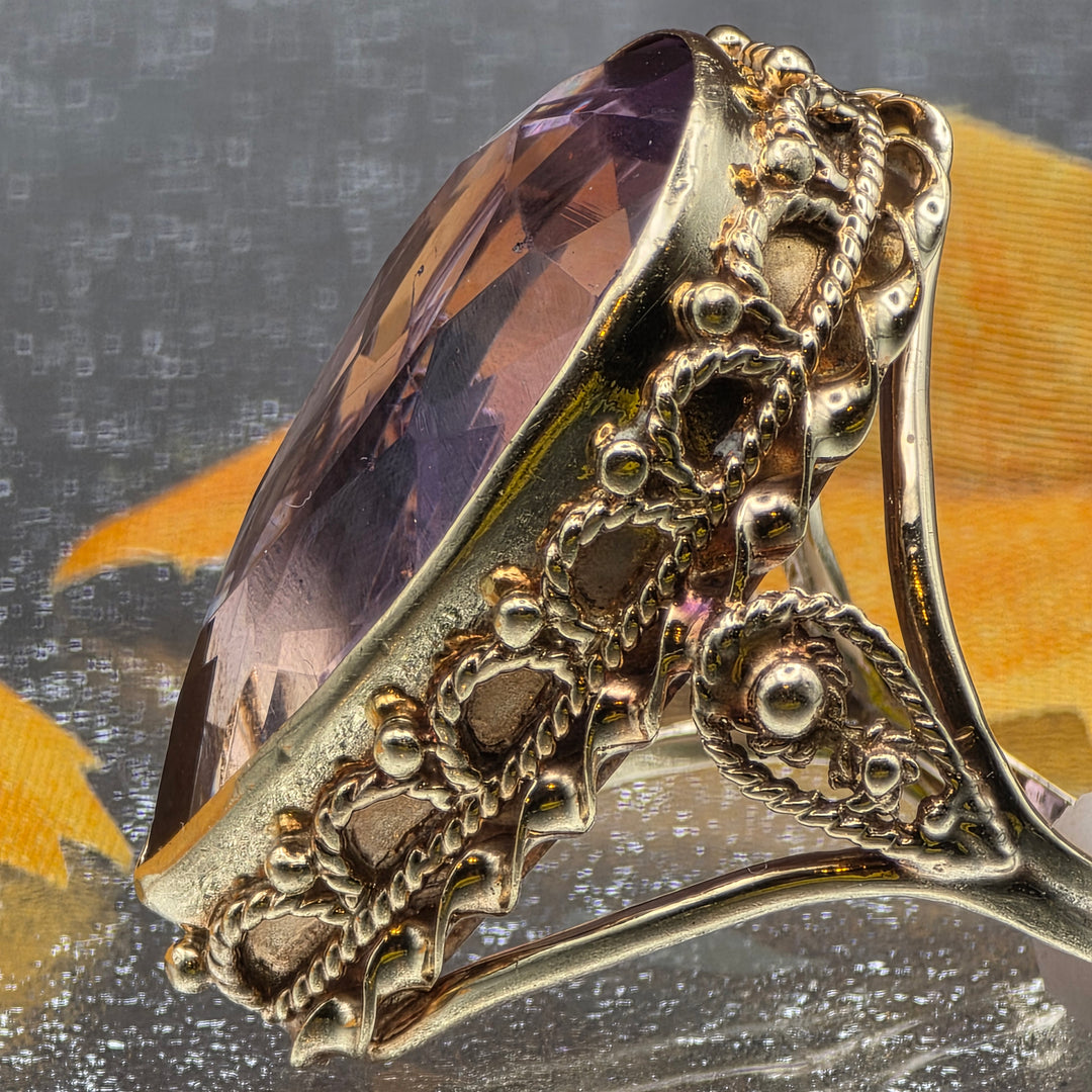 Gold, Large Amethyst Statement Ring