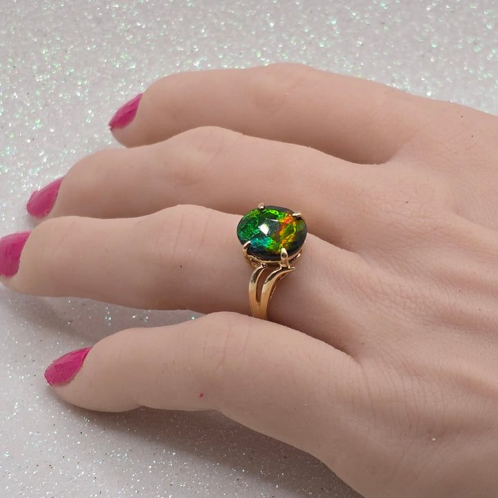 Rare and Spectacular Ammolite Cocktail Ring