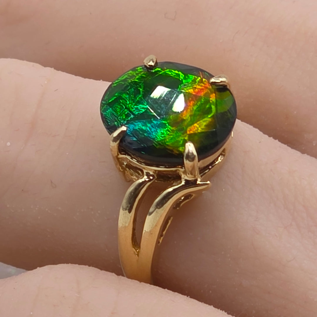 Rare and Spectacular Ammolite Cocktail Ring