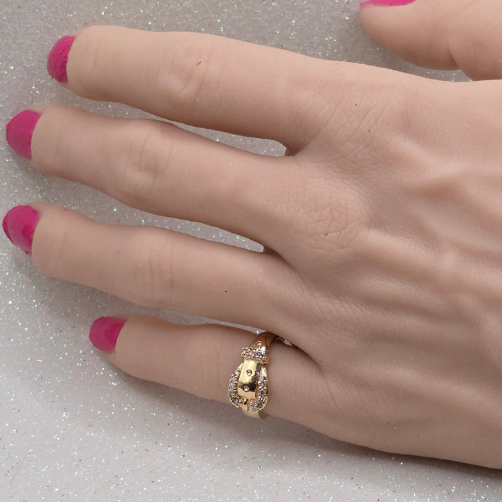 Incredibly Unique Gold & Diamond Fashion Belt Ring