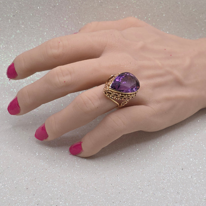 Gold, Large Amethyst Statement Ring
