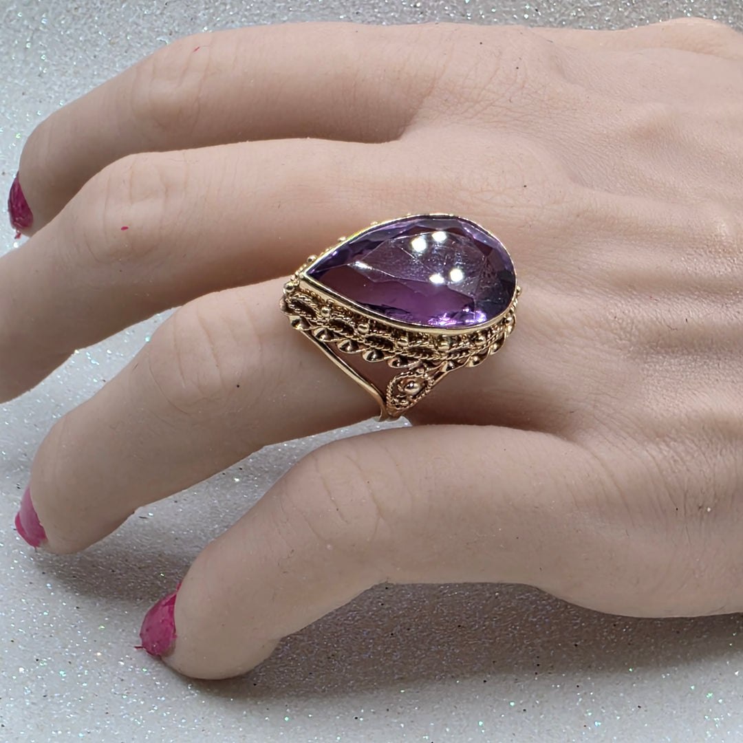 Gold, Large Amethyst Statement Ring