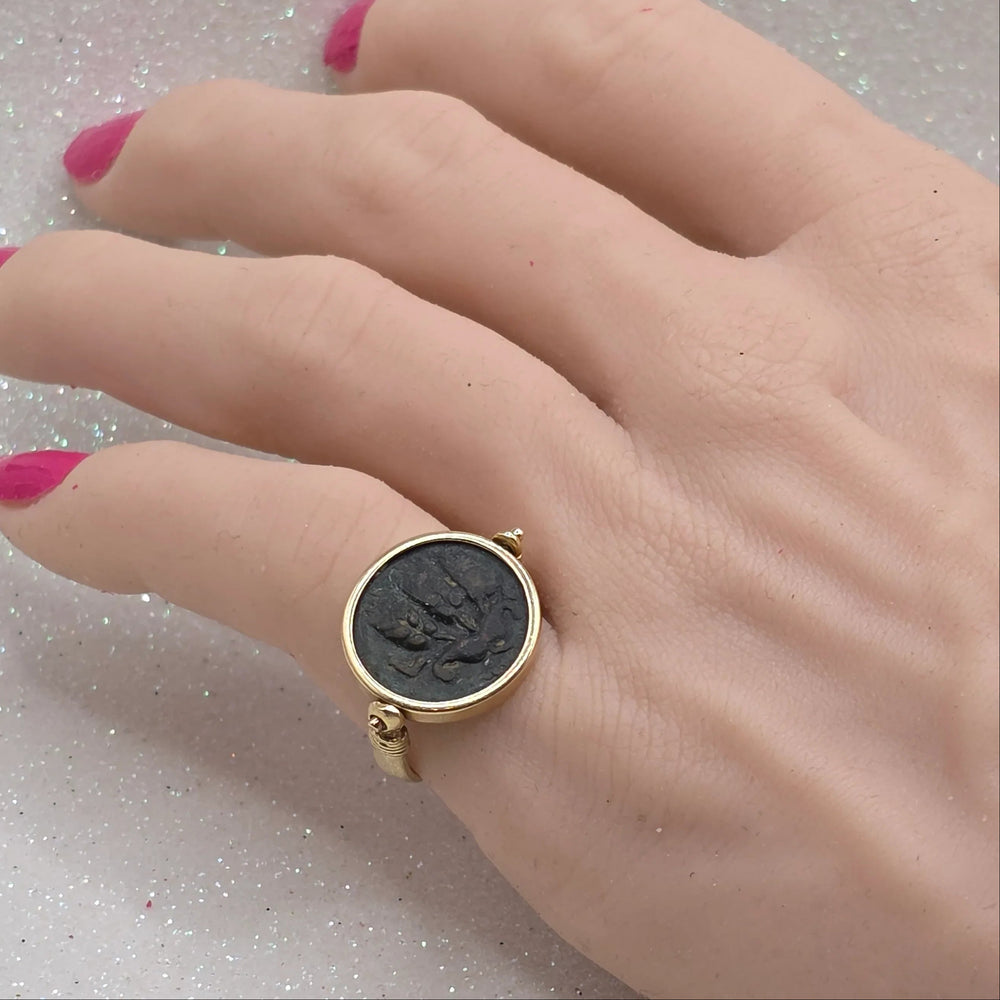 One-of-a-Kind Ancient Coin Swing Ring - Estate Jewelry Priced Right