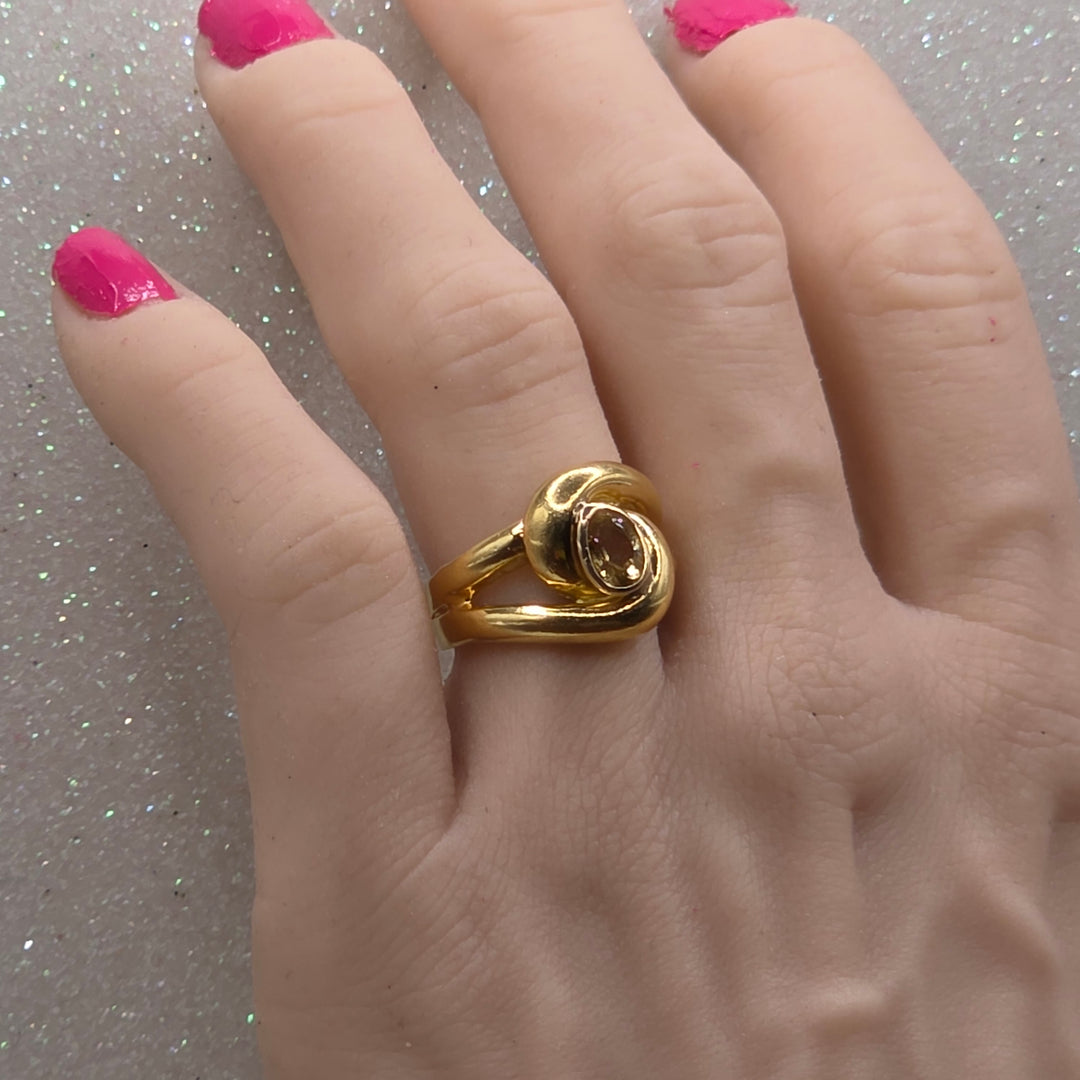 Sparkling Lt Orange Citrine Gold Ring