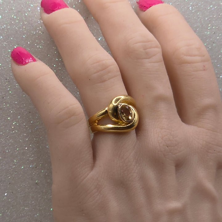 Sparkling Lt Orange Citrine Gold Ring
