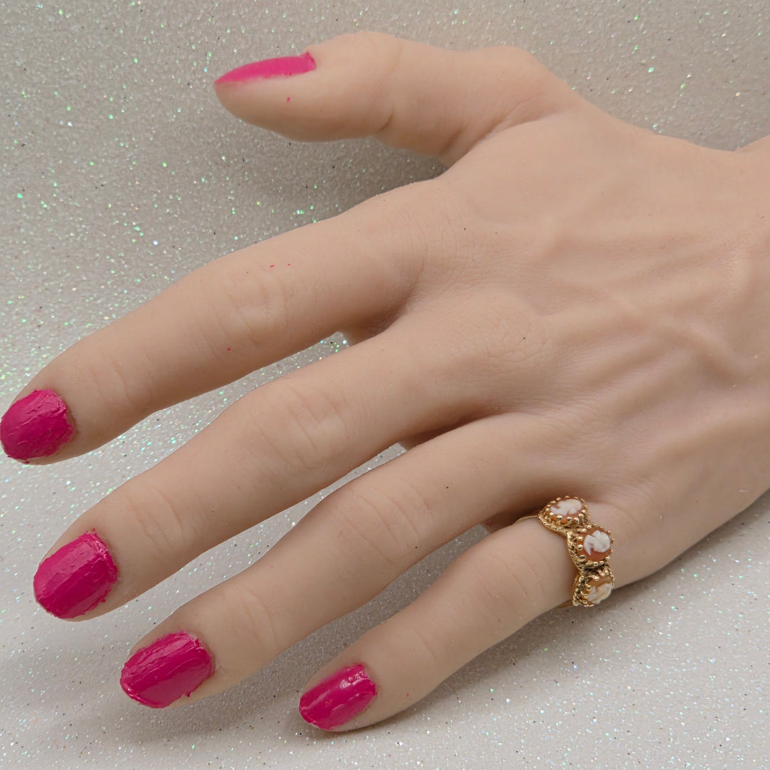 Carved Conch Cameo Gold Ring