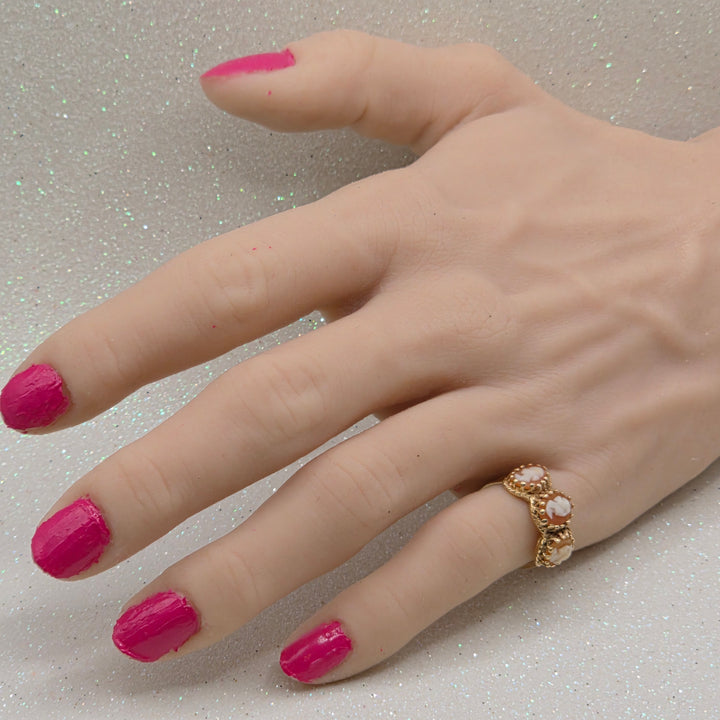 Carved Conch Cameo Gold Ring