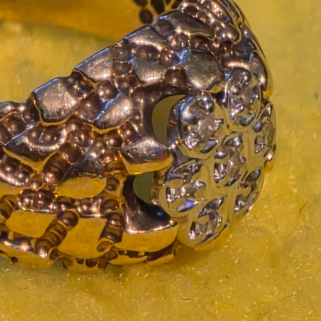 Gold and Diamond Cluster Nugget Ring
